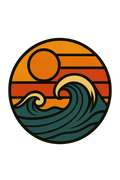 Retro Sunset Waves — Surf Emblem