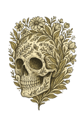 Botanical Etch — Ornamental Skull